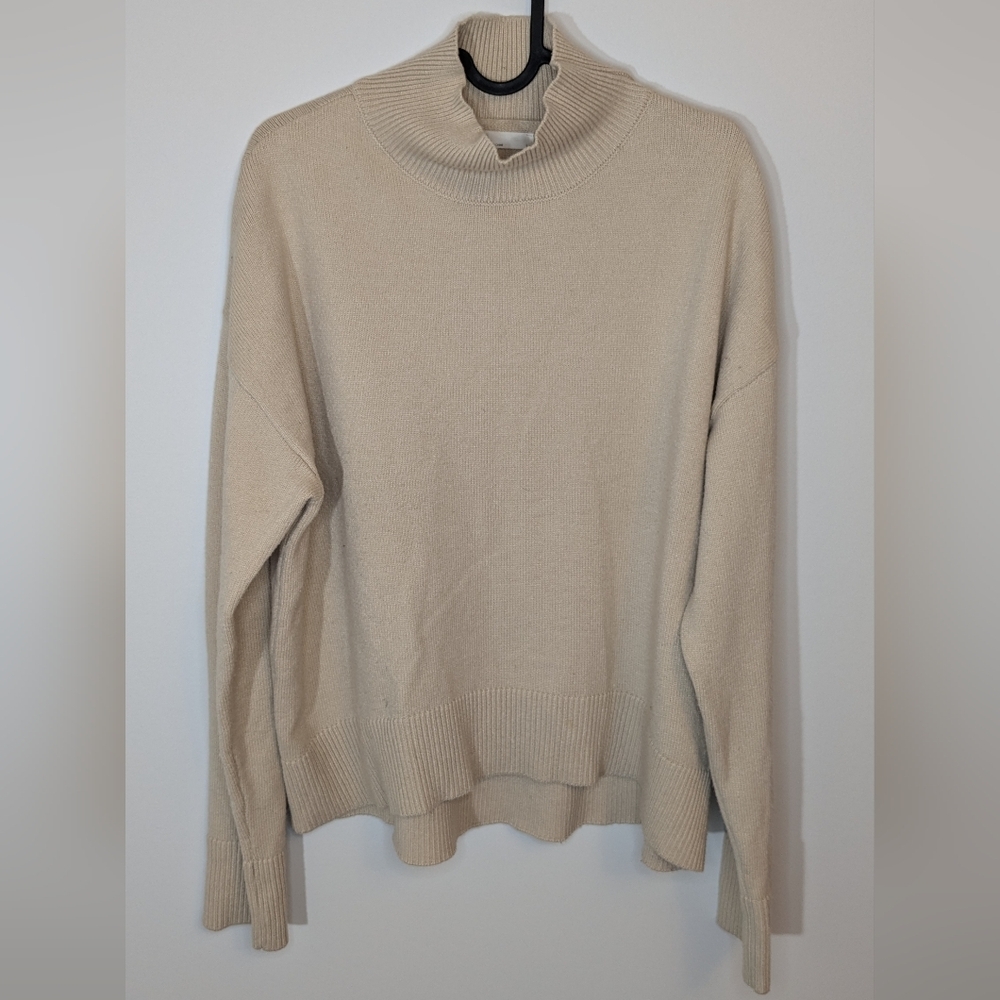 Oak + Fort Cowl Neck Knit Sweater Tan - Size S